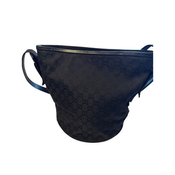 Gucci Vintage GG Canvas Tote & Wallet Set Black Monogram Leather Trim Authentic - Picture 3 of 15